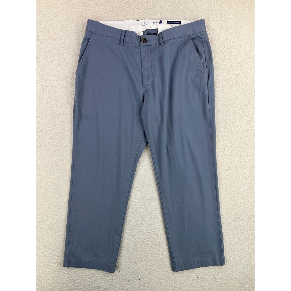 Peter Manning Mens 35x25 Gray Lightweight Stretch Chino Standard Fit Pants